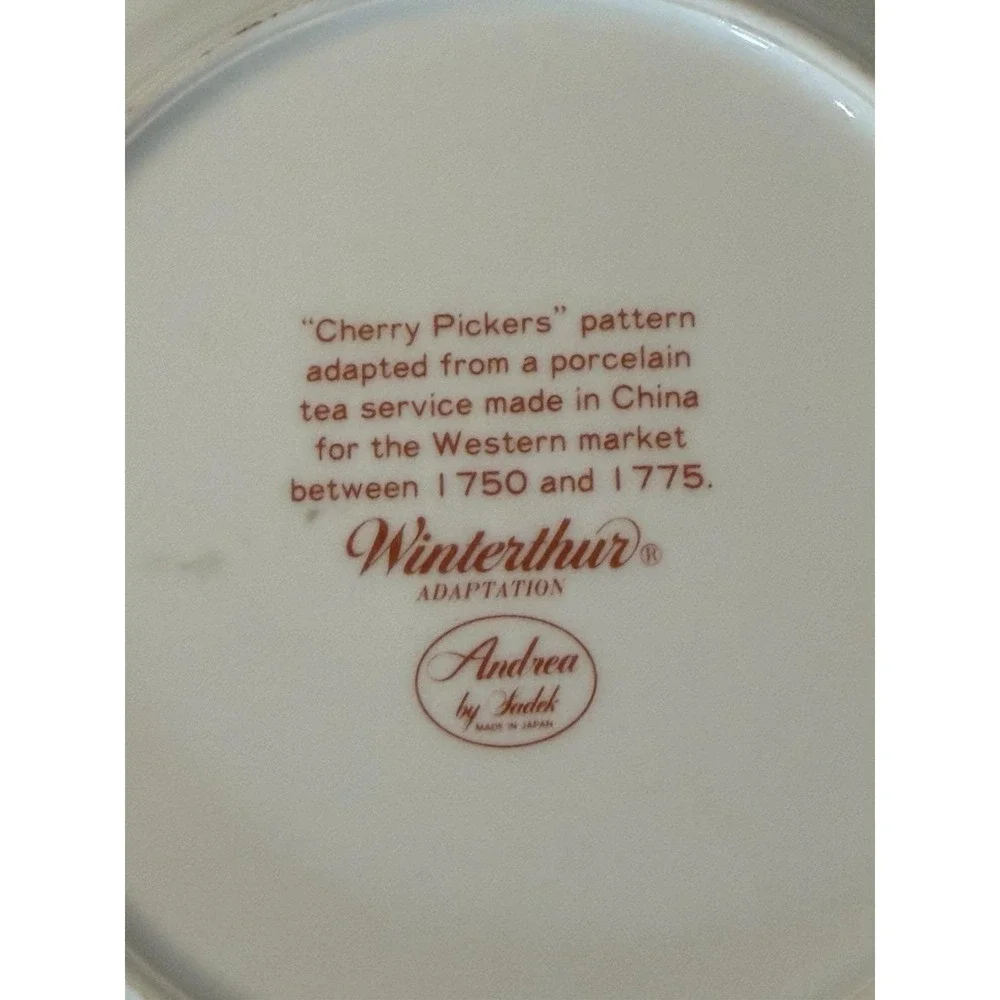 7 Andrea by Sadek Winterthur Cherry Pickers Porcelain‎ Plates Japan